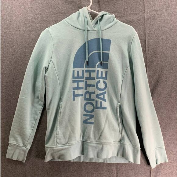 The North Face Hoodie Womens Medium Green Mint Logo Long Sleeve Pullover - Picture 1 of 8